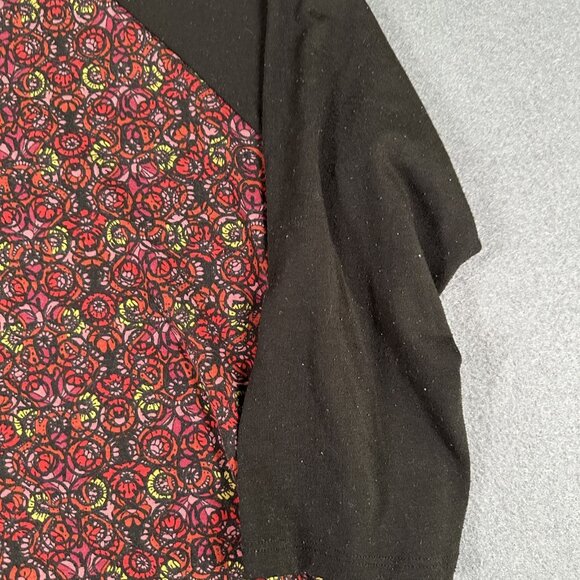 LuLaRoe Randy Shirt Womens Lrg Black Red Raglan Floral Baseball Tee Stretch Top - Picture 2 of 7